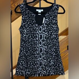 White House Black Market Animal Print Tank Black Silver  SZ. Small NWT